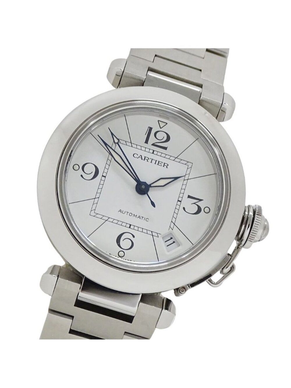 Cartier Watch Boys' Pasha C Date Automatic Stainless Steel Silver White